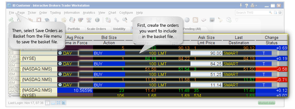 Basket Orders example