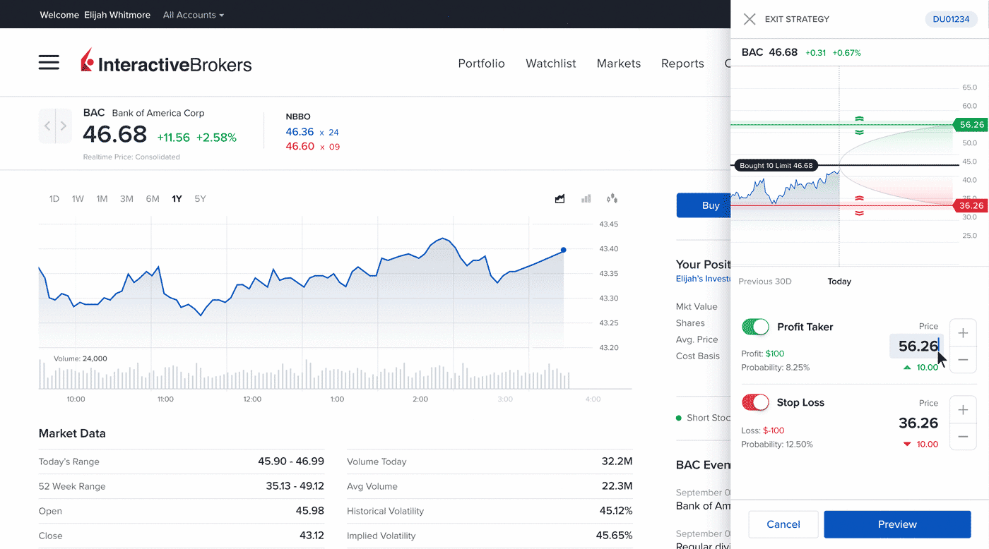 Exit Strategy screen